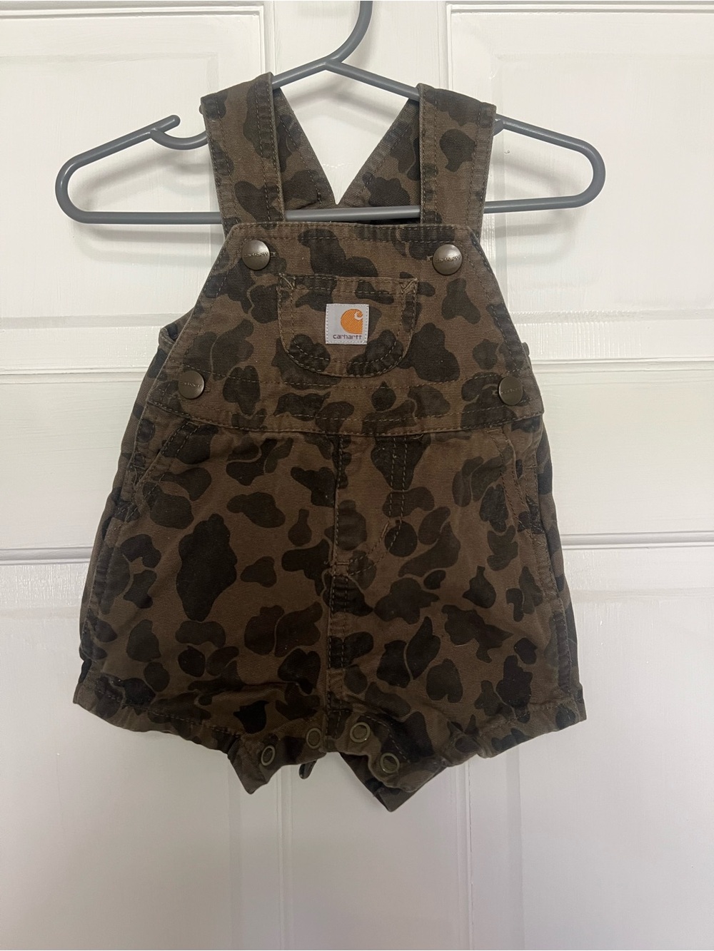 Carhartt Brown Camo Short Overalls for Kids